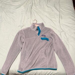 Patagonia 3/4 zip sweater- used, good condition- Gray with turquoise accents.